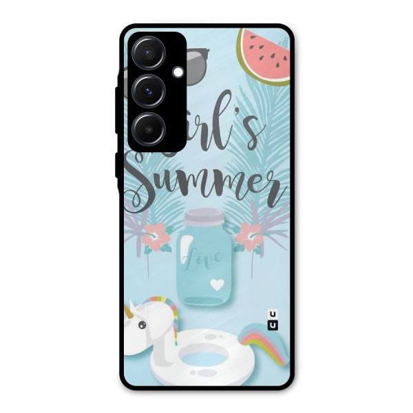 Girls Summer Metal Back Case for Galaxy A55