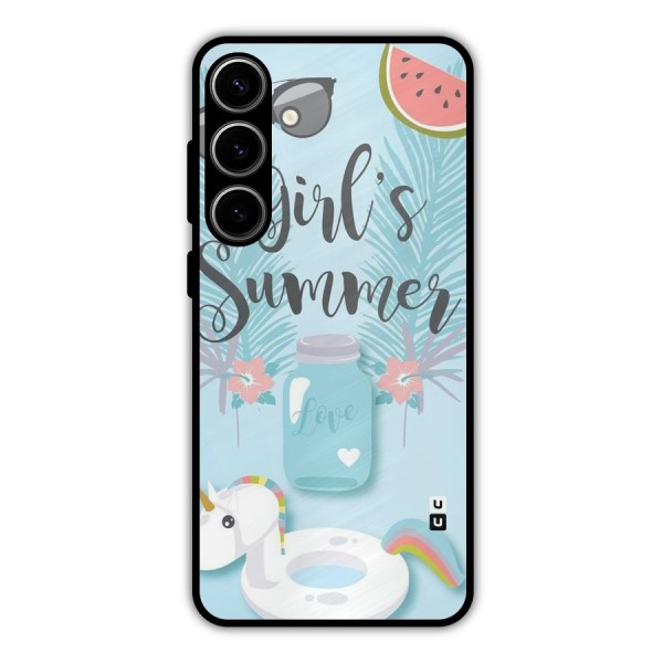Girls Summer Metal Back Case for Galaxy S24 Plus