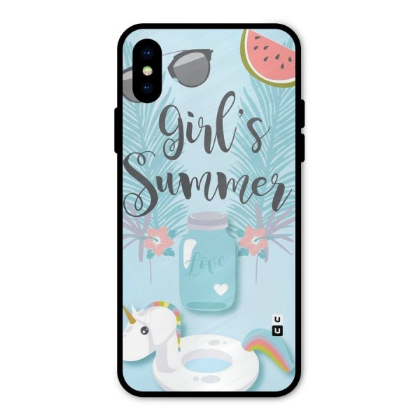 Girls Summer Metal Back Case for iPhone X