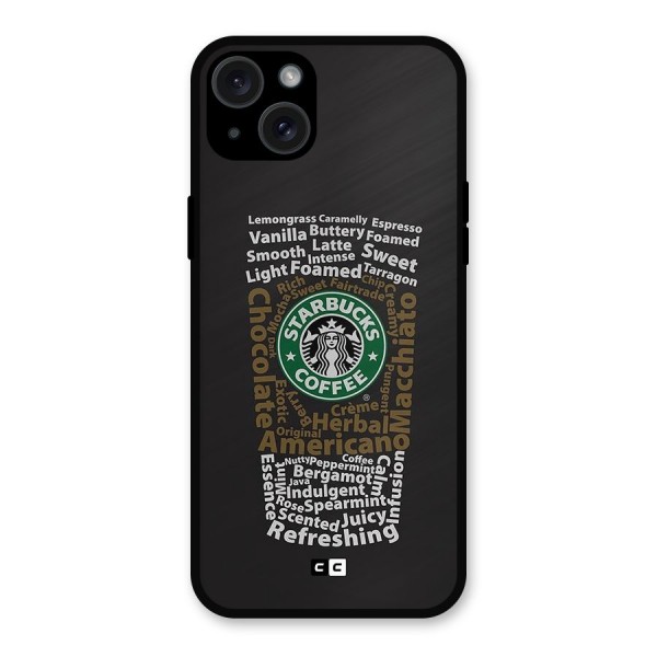 Glass StarBucks Metal Back Case for iPhone 15 Plus
