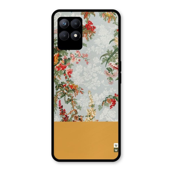 Golden Stripe on Floral Metal Back Case for Realme Narzo 50