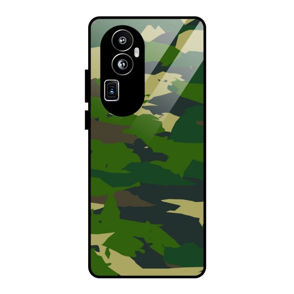 Green Camouflage Army Glass Back Case for Oppo Reno10 Pro Plus