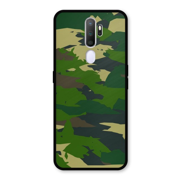 Green Camouflage Army Metal Back Case for Oppo A9 (2020)
