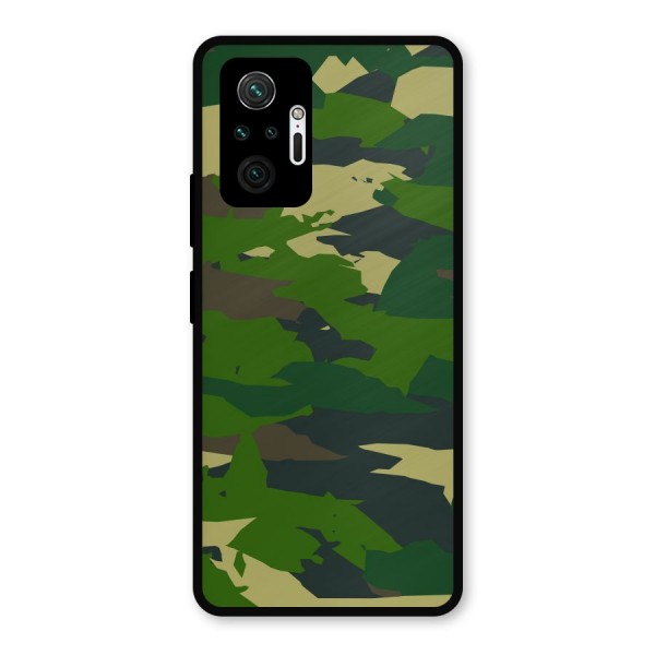Green Camouflage Army Metal Back Case for Redmi Note 10 Pro