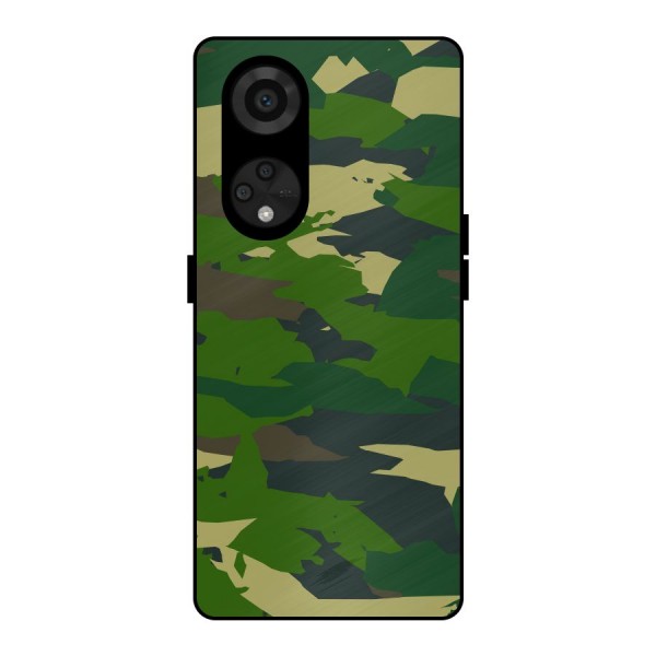 Green Camouflage Army Metal Back Case for Reno8 T 5G