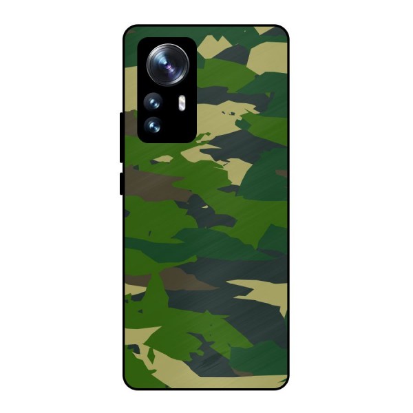 Green Camouflage Army Metal Back Case for Xiaomi 12 Pro