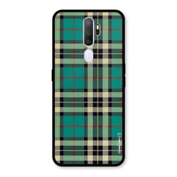 Green Check Metal Back Case for Oppo A9 (2020)