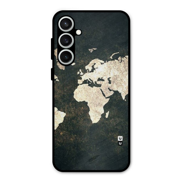 Green Gold Map Design Metal Back Case for Galaxy S23 FE