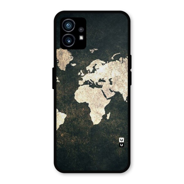Green Gold Map Design Metal Back Case for Nothing Phone 1