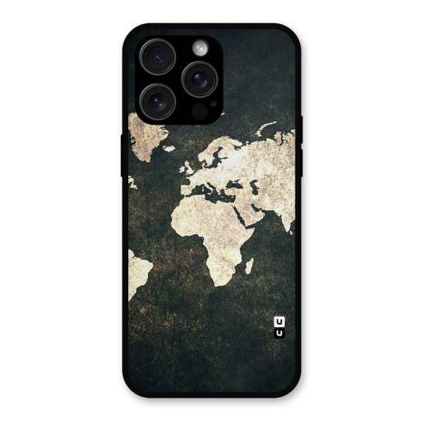 Green Gold Map Design Metal Back Case for iPhone 15 Pro Max