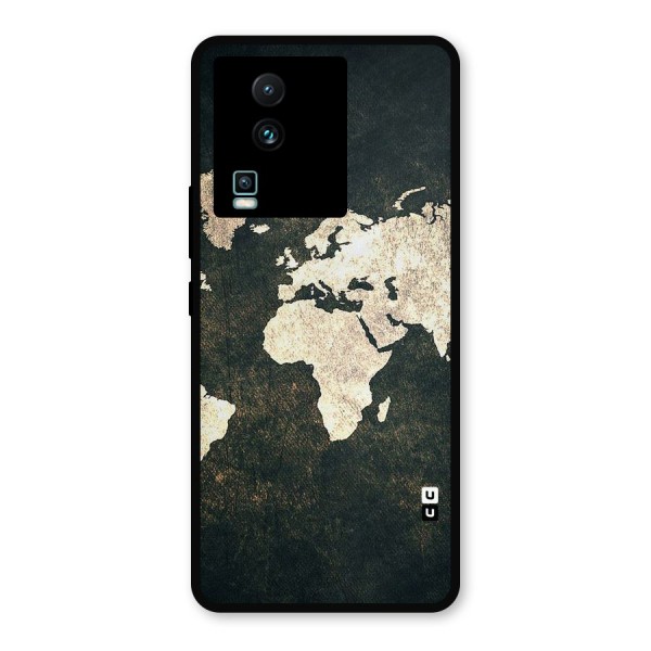 Green Gold Map Design Metal Back Case for iQOO Neo 7