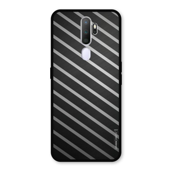 Grey And Black Stripes Metal Back Case for Oppo A9 (2020)
