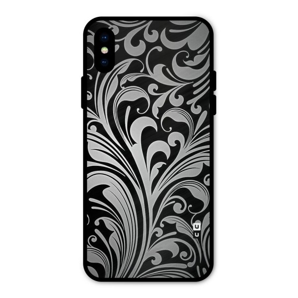 Grey Beauty Pattern Metal Back Case for iPhone X