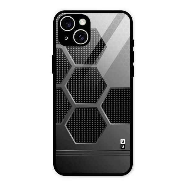 Grey Black Hexa Glass Back Case for iPhone 15 Plus