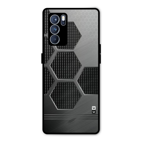 Grey Black Hexa Metal Back Case for Oppo Reno6 Pro 5G