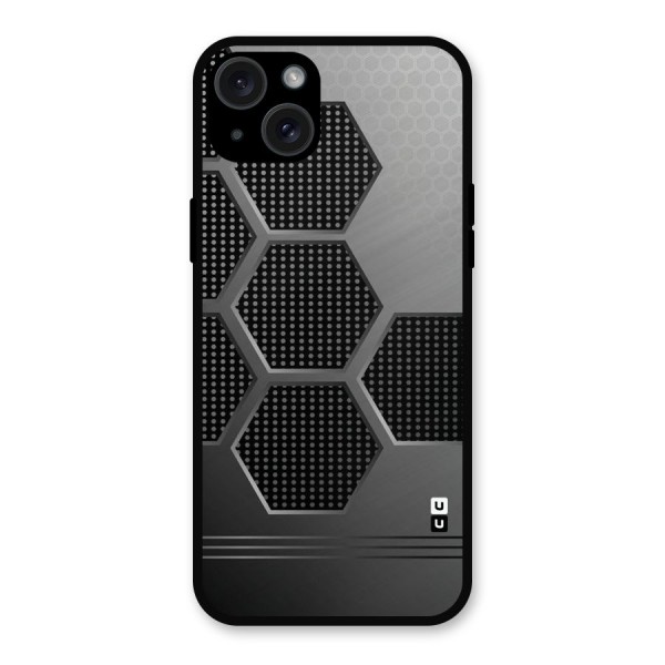 Grey Black Hexa Metal Back Case for iPhone 15 Plus