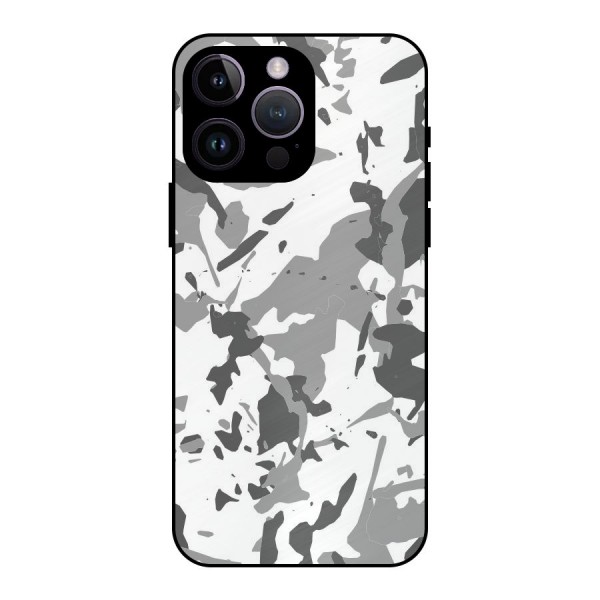 Grey Camouflage Army Metal Back Case for iPhone 14 Pro Max