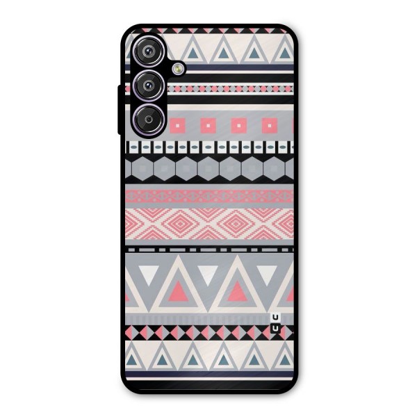 Grey Pink Pattern Metal Back Case for Galaxy M15