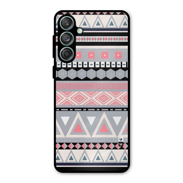Grey Pink Pattern Metal Back Case for Galaxy M55 5G