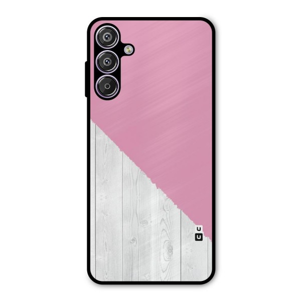 Grey Pink Wooden Design Metal Back Case for Galaxy F15
