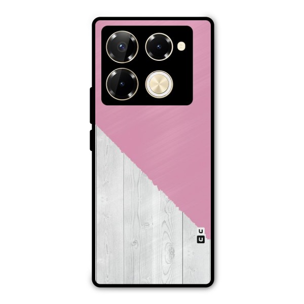 Grey Pink Wooden Design Metal Back Case for Infinix Note 40 Pro