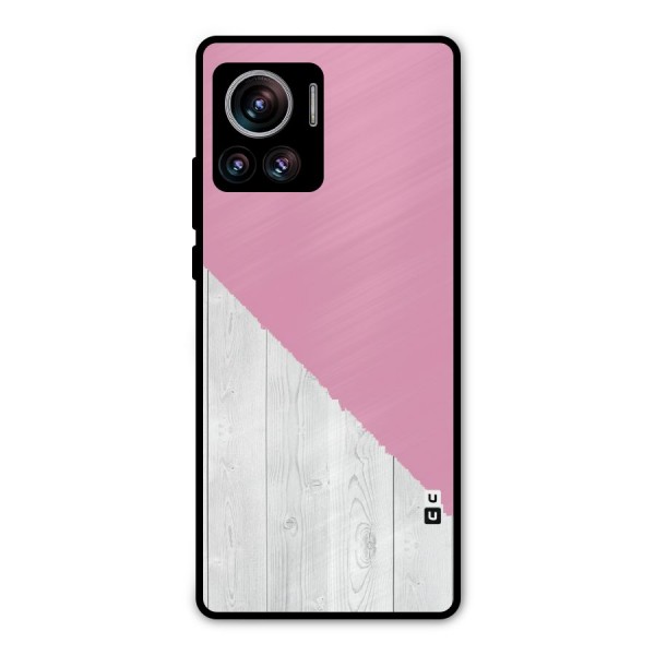 Grey Pink Wooden Design Metal Back Case for Motorola Edge 30 Ultra