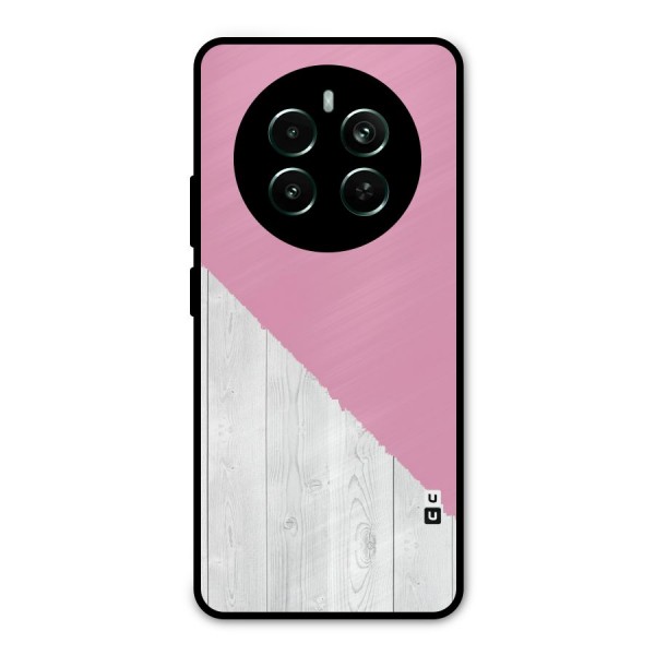 Grey Pink Wooden Design Metal Back Case for Realme 12 Plus