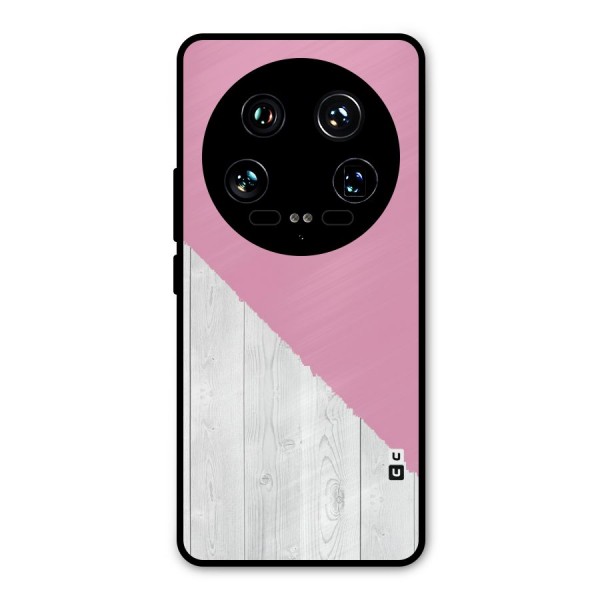 Grey Pink Wooden Design Metal Back Case for Xiaomi 14 Ultra