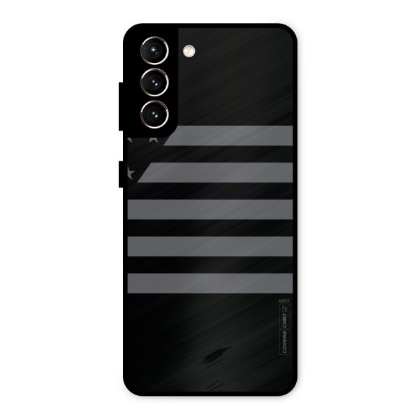 Grey Star Striped Pattern Metal Back Case for Galaxy S21 5G
