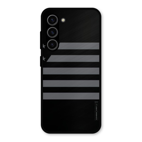 Grey Star Striped Pattern Metal Back Case for Galaxy S23