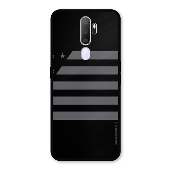 Grey Star Striped Pattern Metal Back Case for Oppo A9 (2020)