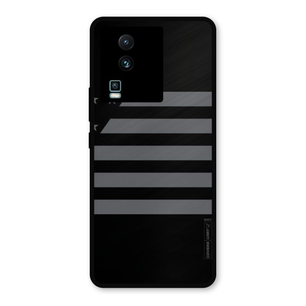 Grey Star Striped Pattern Metal Back Case for iQOO Neo 7 Pro
