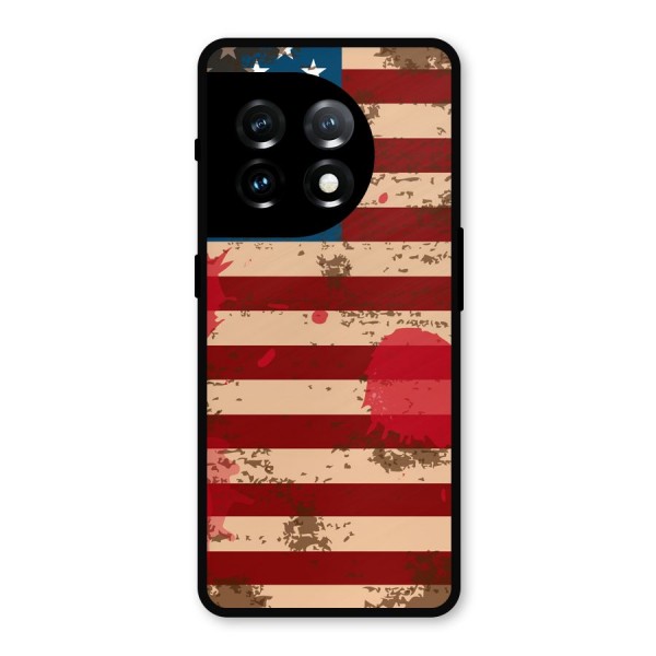 Grunge USA Flag Metal Back Case for OnePlus 11