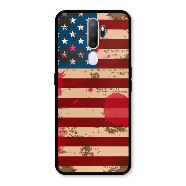 Grunge USA Flag Metal Back Case for Oppo A9 (2020)