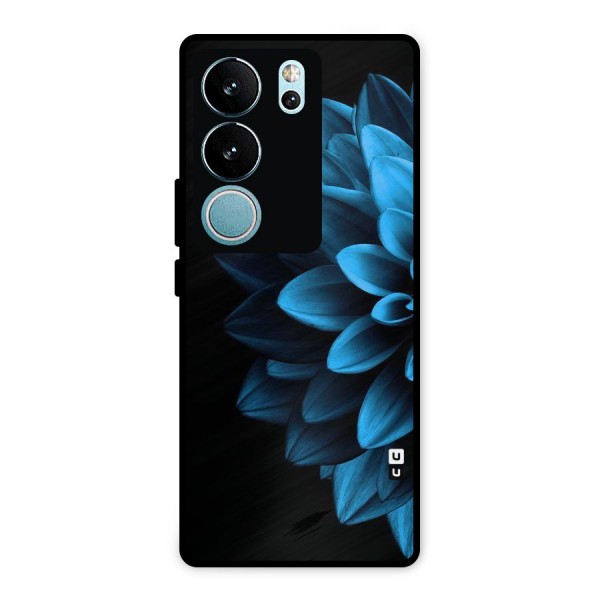Half Blue Flower Metal Back Case for Vivo V29 Pro