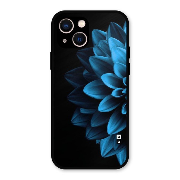Half Blue Flower Metal Back Case for iPhone 13