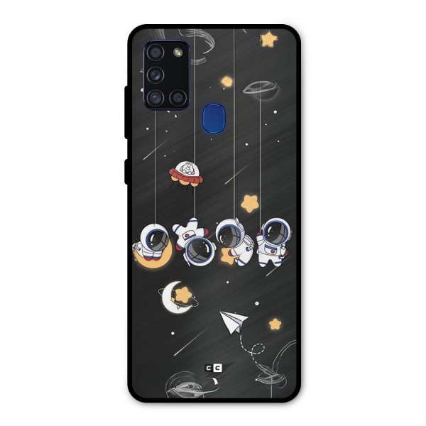 Hanging Astronauts Metal Back Case for Galaxy A21s