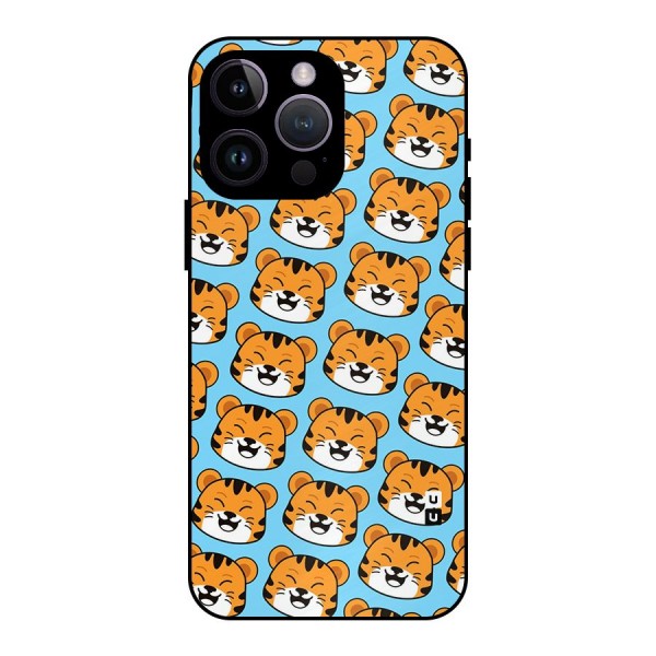 Happy Kitten Pattern Metal Back Case for iPhone 14 Pro Max