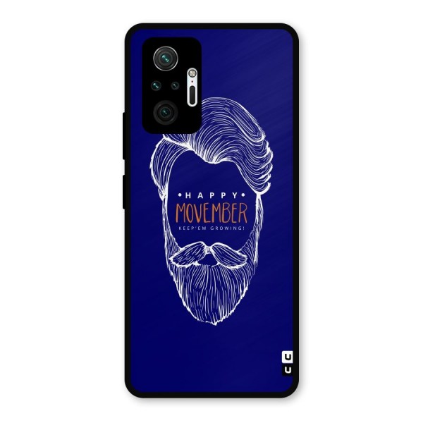 Happy Movember Blue Metal Back Case for Redmi Note 10 Pro