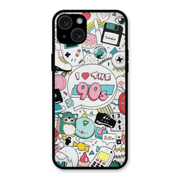 Heart 90s Metal Back Case for iPhone 15 Plus