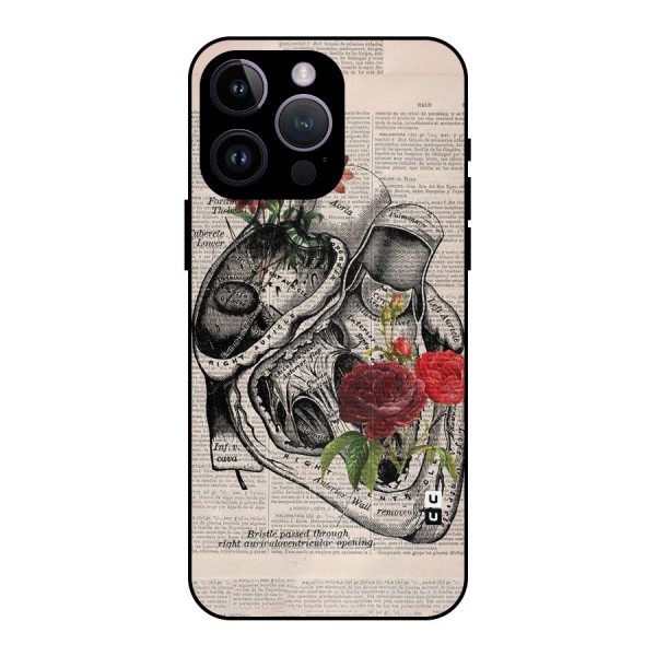 Heart Newspaper Metal Back Case for iPhone 14 Pro Max