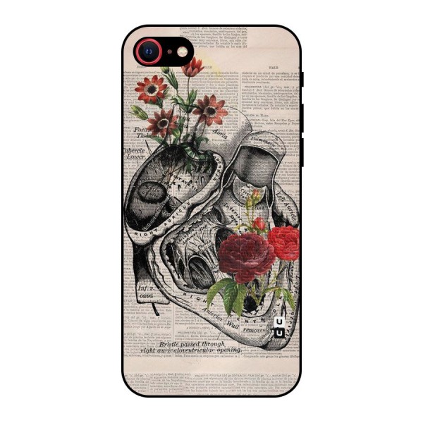 Heart Newspaper Metal Back Case for iPhone 8