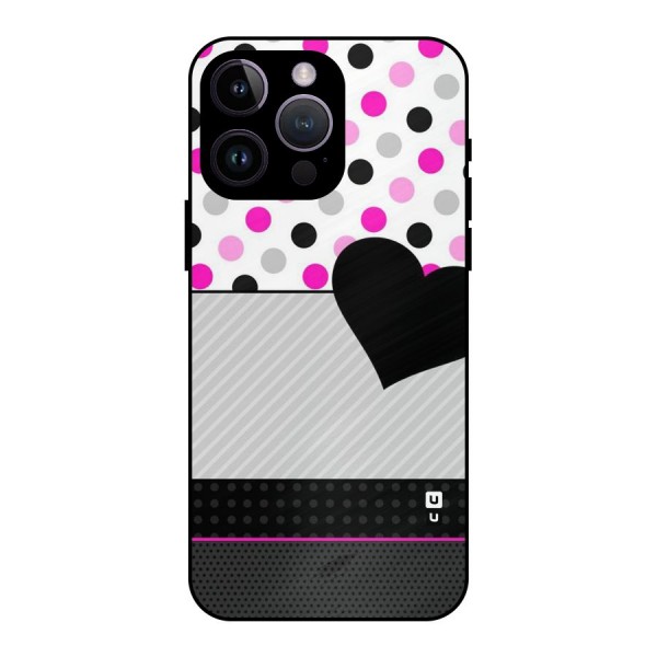 Heart Polka Stripes Metal Back Case for iPhone 14 Pro Max
