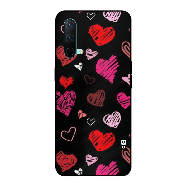 Hearts Art Pattern Metal Back Case for OnePlus Nord CE 5G