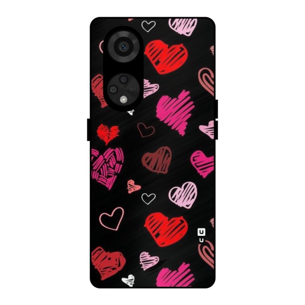 Hearts Art Pattern Metal Back Case for Reno8 T 5G