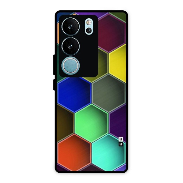 Hexagonal Palette Metal Back Case for Vivo V29 Pro
