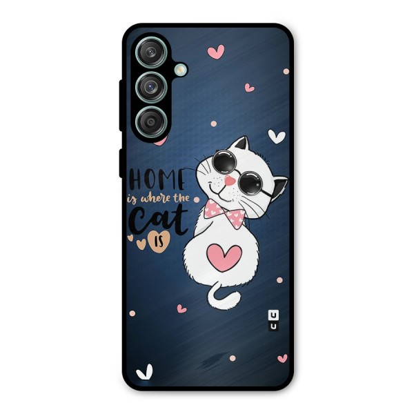 Home Where Cat Metal Back Case for Galaxy M55 5G