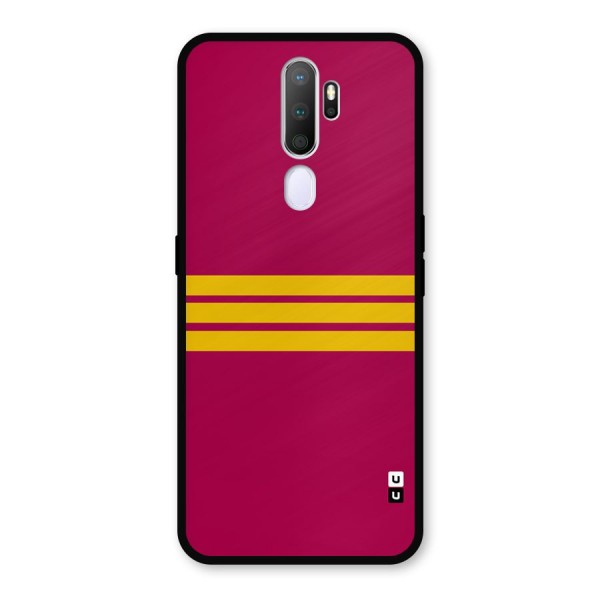 Horizontal Sports Stripes Metal Back Case for Oppo A9 (2020)