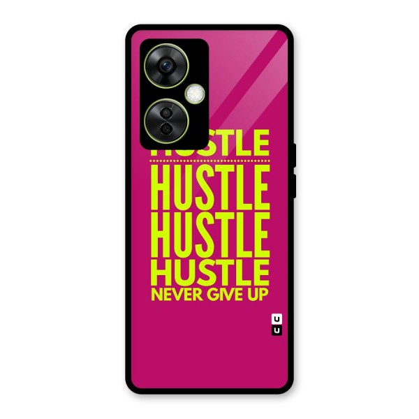 Hustle Never Give Up Glass Back Case for OnePlus Nord CE 3 Lite