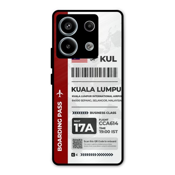 International Boarding Pass Kuala Lumpur Metal Back Case for Redmi Note 13 Pro 5G